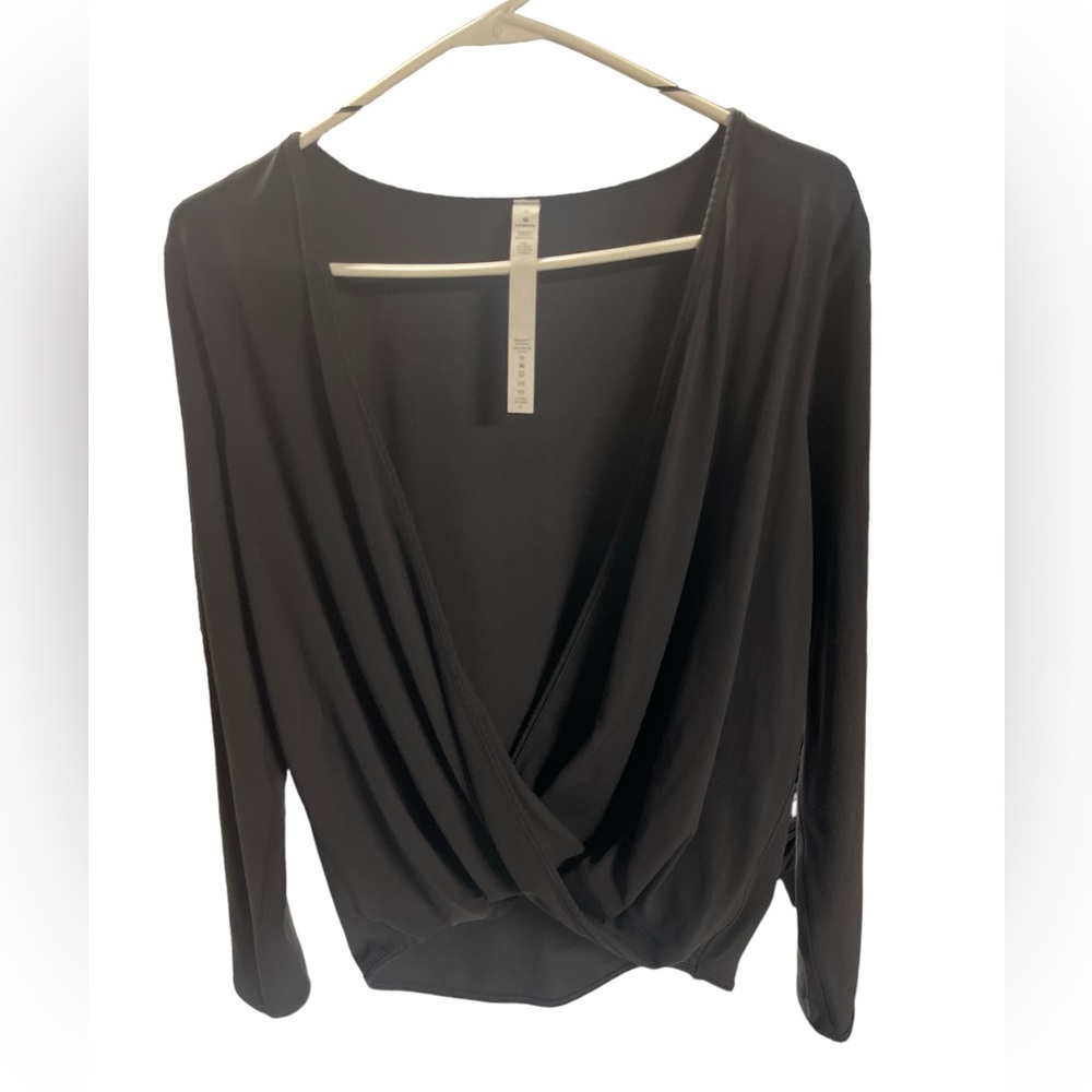 Lululemon Black Front Cross Dress Shirt Front Low Cut